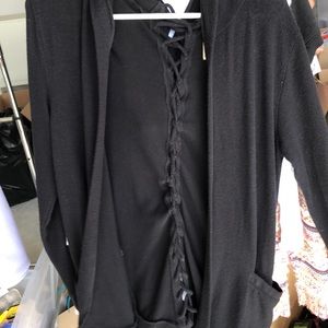 Chaser black hoodie cardigan